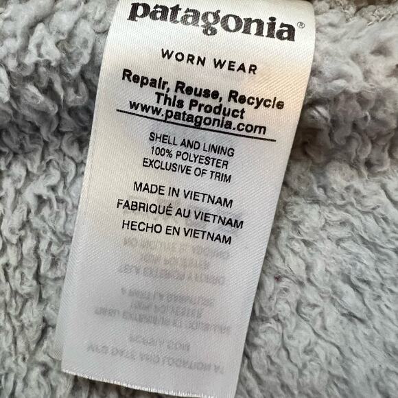 Patagonia Fleece Womens Medium Los Gatos Jacket Grey Fluffy Quarter Zip Coat - Picture 6 of 8